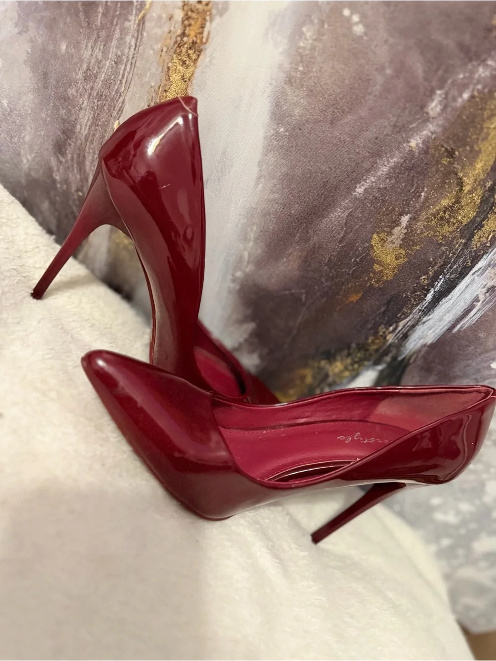 Herstyle Burgundy Patent Pointed-Toe Stiletto Pumps